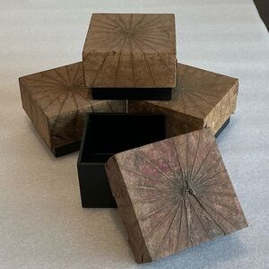 Set of Decorative Natural Brown Lotus Boxes